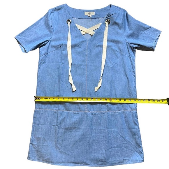 Entro Tunic Blue Chambray Dress Nautical Short Sleeve Size M - Picture 8 of 9